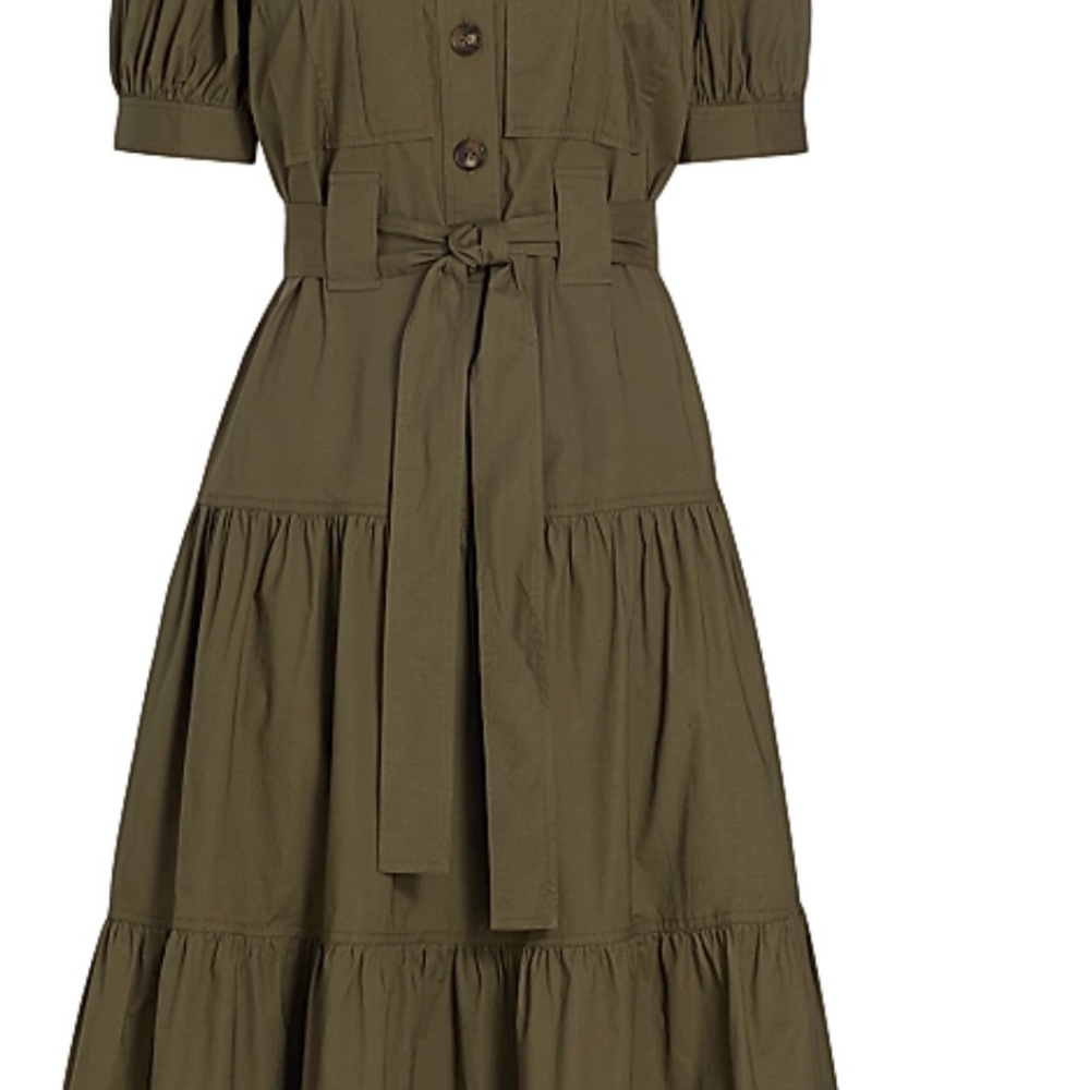10 Crosby Derek Lam Buffy Utility Dress in Grape Lead - Tiered Puff Sleeve Midi